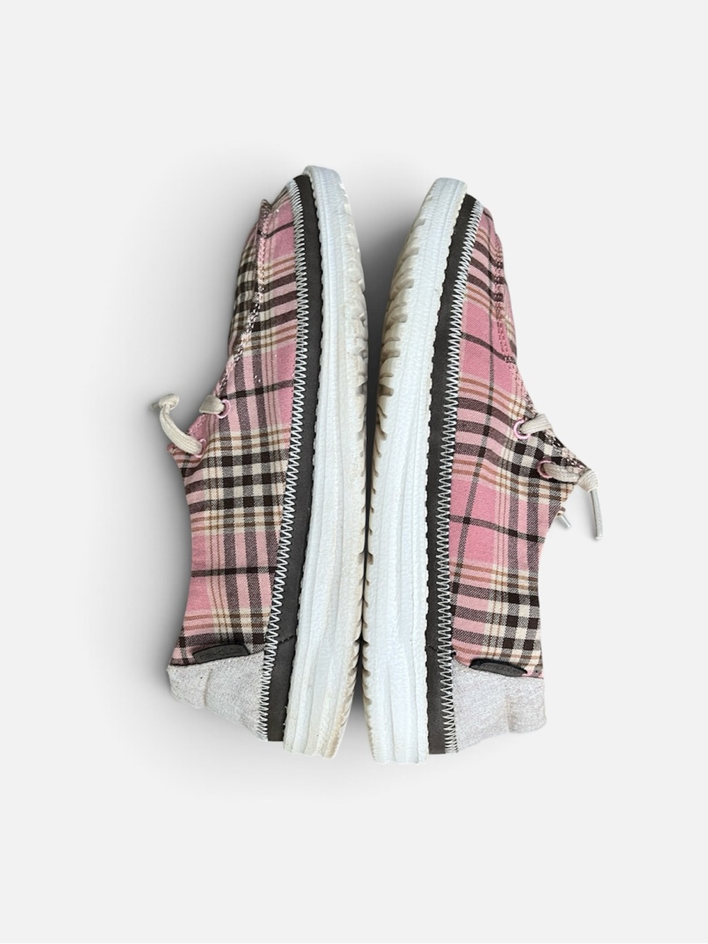 HEY DUDE Wendy Slip-on Shoe in Tartan Azur Pink Women’s Size 8 - Picture 4 of 11